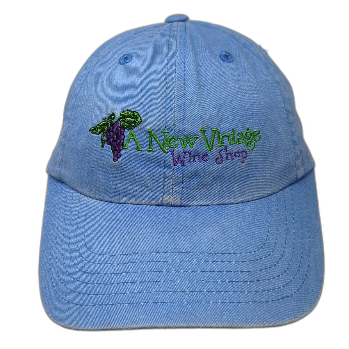 Port Authority Blue Baseball Cap OSFM Wine Shop Grapes Slideback Hat Adjustable