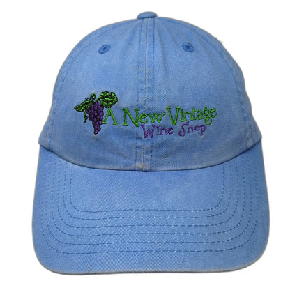 Port Authority Blue Baseball Cap OSFM Wine Shop Grapes Slideback Hat Adjustable