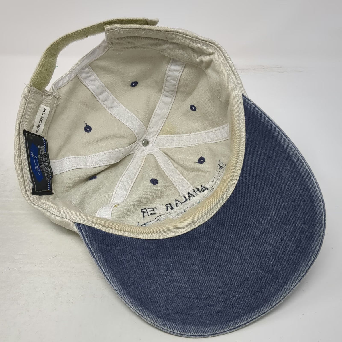SCI Baseball Cap Beige Blue One Size Nantahala River Whitewater NC Souvenir Hat