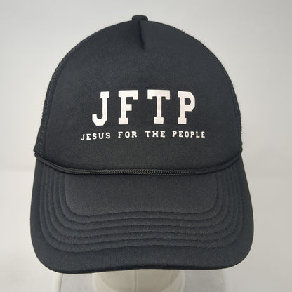 JFTP Jesus For The People Mesh Back Rope Trucker Hat Black One Size