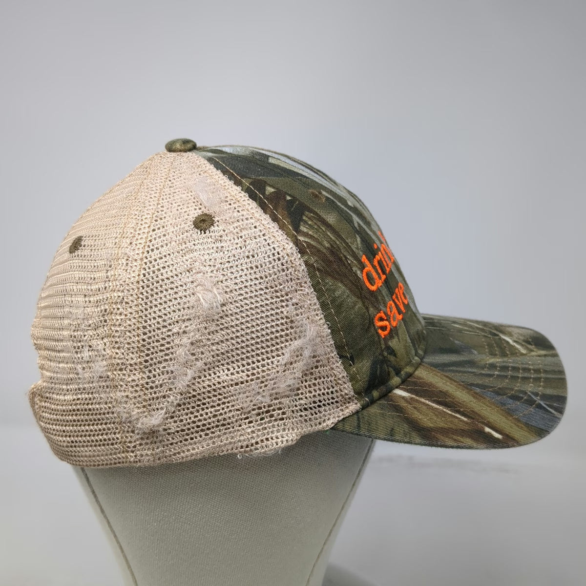 Pacific Headwear Trucker Hat Green One Size Camo Drink Beer Save Turtles Hat