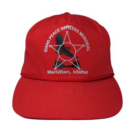 Idaho Peace Officers Memorial Strapback Rope Hat Red OSFA Solid Otto
