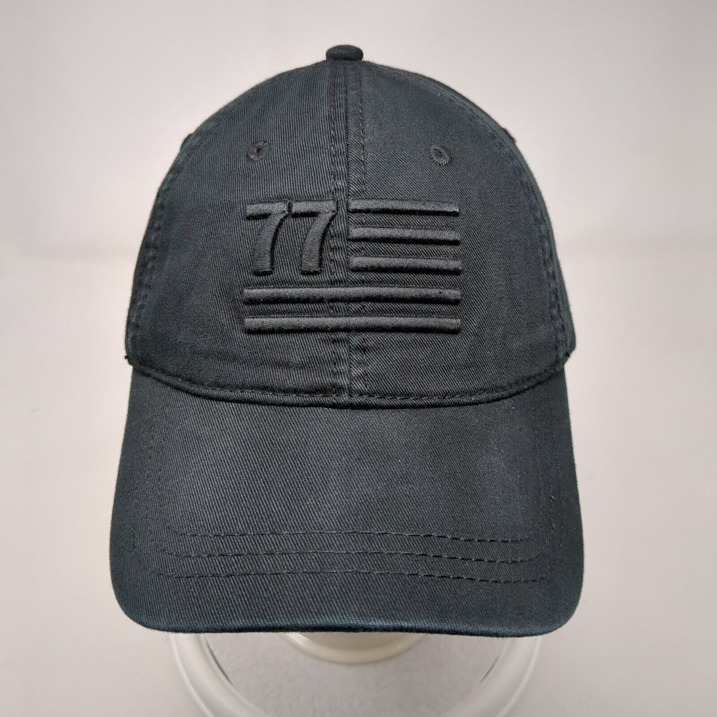 77 USA Flag Slideback Hat Black OSFA Patriotic American Eagle Outfitters Cotton