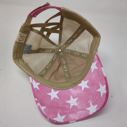 American Flag Strapback Trucker Hat Multi Kids Mesh Back Ponytail