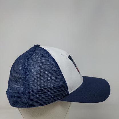 Flag & Anthem Snapback Trucker Hat Blue One Size Adjustable Mesh Back 6 Panel
