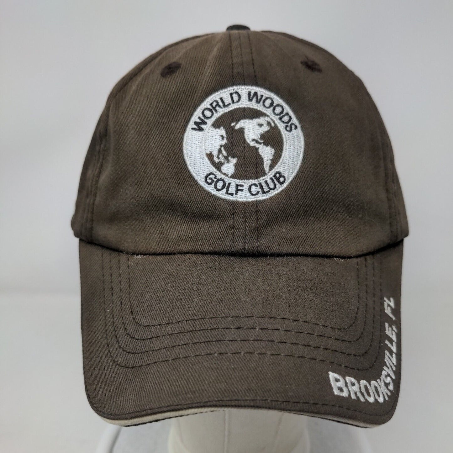 World Woods Golf Club Slideback Hat Brown OSFA Tom Fazio Design