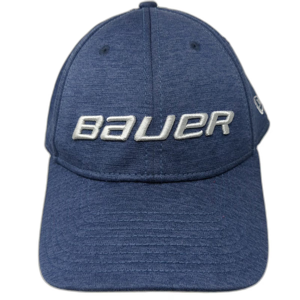 New Era Bauer Hockey Baseball Cap Blue XL Heathered 39THIRTY Stretch Fit Hat