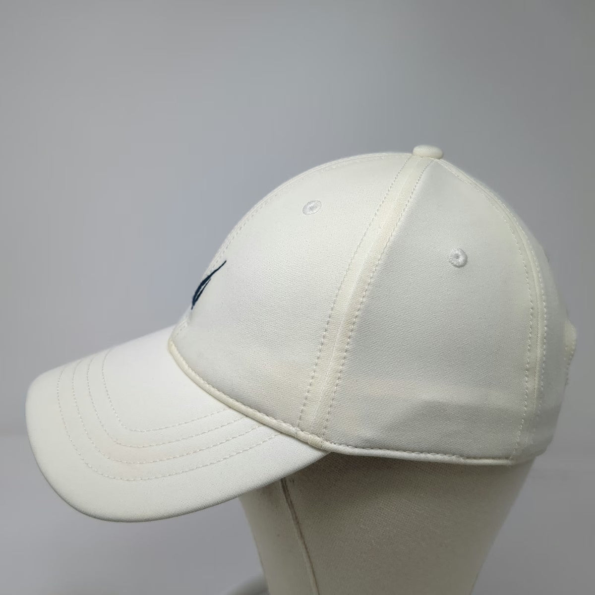 Nautica Baseball Cap White One Size Sail Logo Blue Side Bill Logo Adjustable Hat