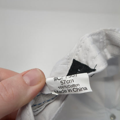 Army Crew Fitted Newsboy Cap White 57cm Stretch Lightweight Blank Cotton