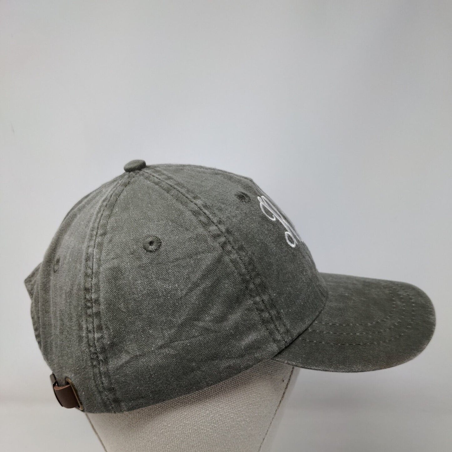 Monogram Slideback Hat Green One Size Embroidered Leather Strap Adams