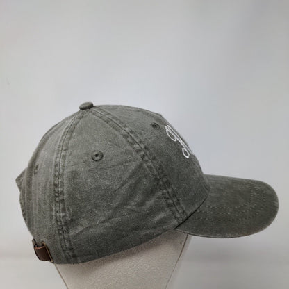 Monogram Slideback Hat Green One Size Embroidered Leather Strap Adams