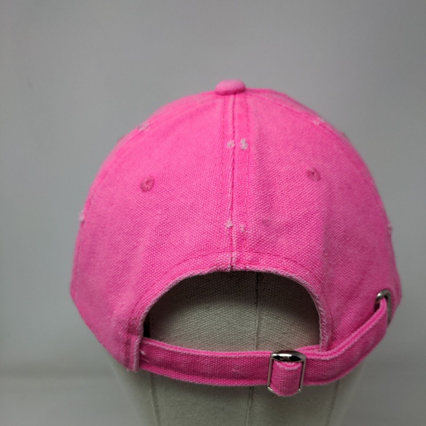 Unbranded Slideback Hat Pink One Size Adjustable Vented Holes Distressed Blank