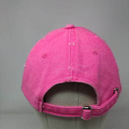 Unbranded Slideback Hat Pink One Size Adjustable Vented Holes Distressed Blank