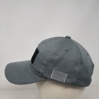 American Flag Slideback Hat Gray One Size Embroidered Solid 6 Panel