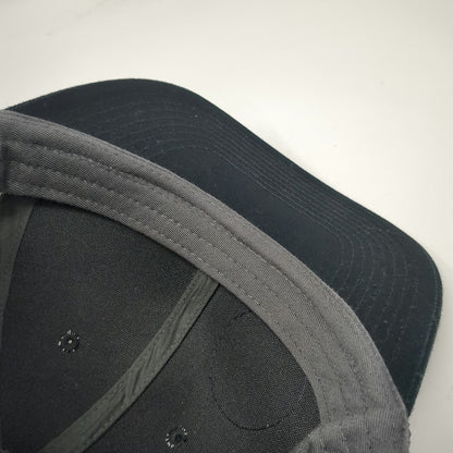 Port Authority Trucker Hat Black One Size Leather Patch Mountain Idaho Snapback