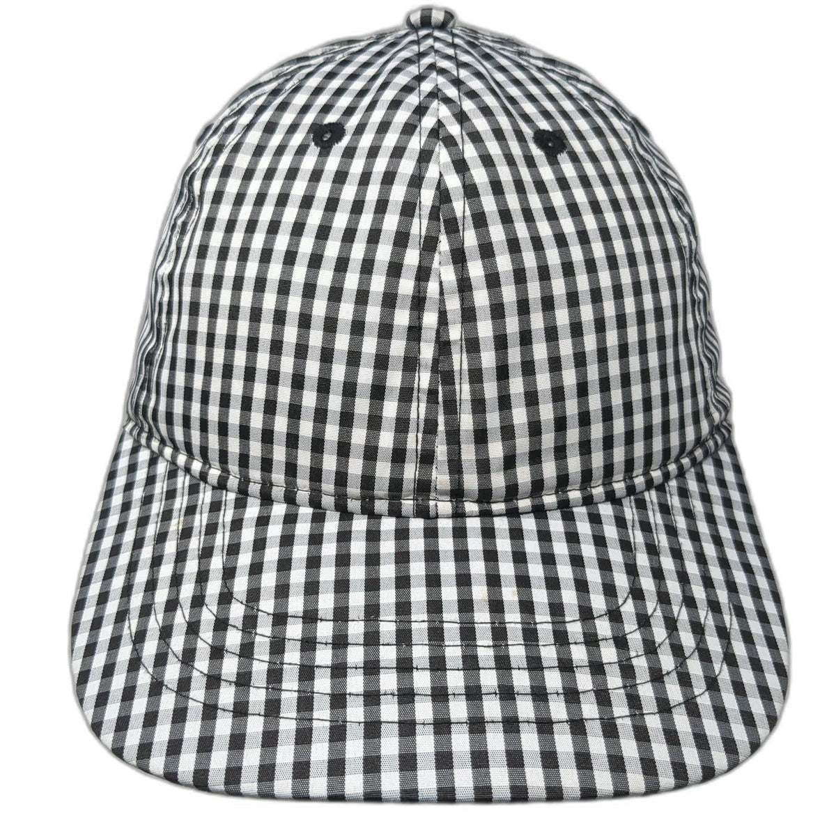 Baseball Cap Black White OSFM Gingham Check Strapback Unstructured Casual Hat