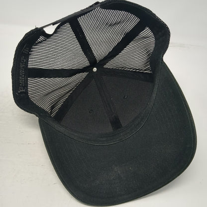 Fahrenheit Black Trucker Hat One Size Stanley Idaho Mountain Patch Mesh Snapback