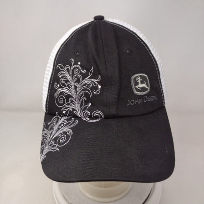 John Deere Strapback Hat Black OSFA Adjustable Embroidered Mesh Back 6 Panel