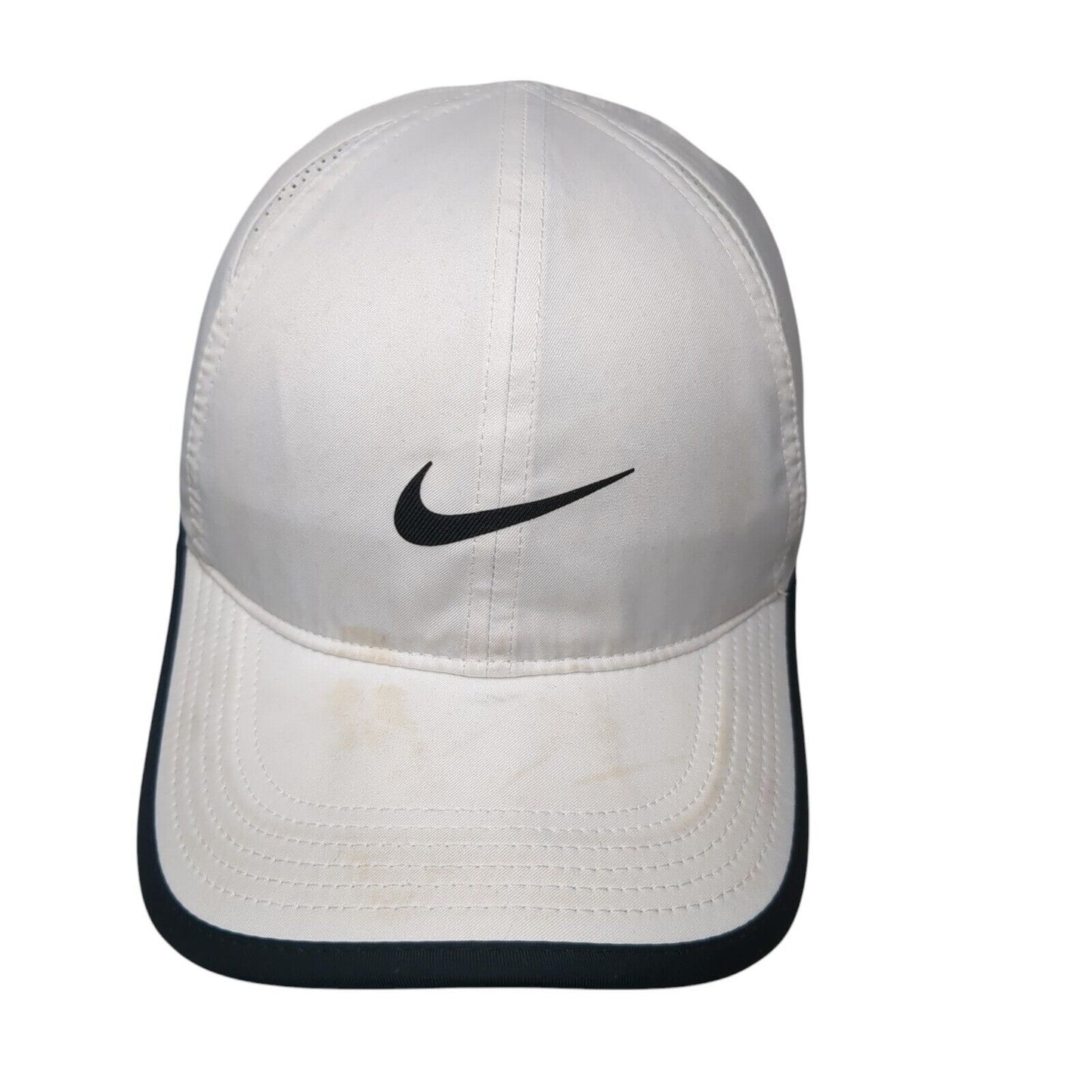 Nike Dri-Fit Strapback Hat White One Size Featherlight Black Trim