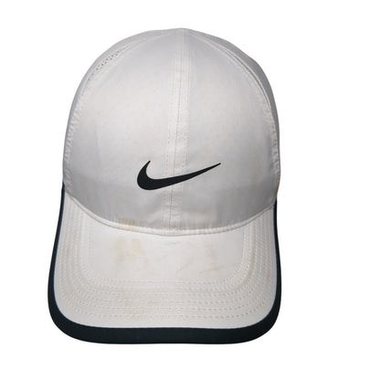 Nike Dri-Fit Strapback Hat White One Size Featherlight Black Trim