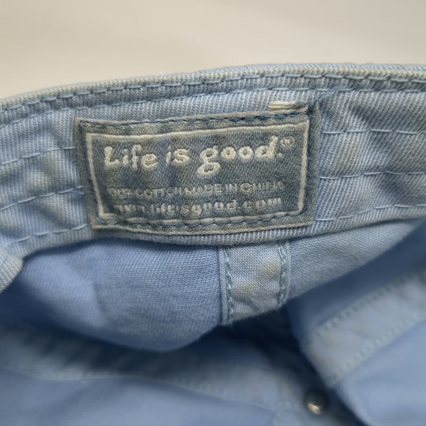 Life is Good Baseball Cap Blue One Size Dog Surfing Embroidered Slideback Hat