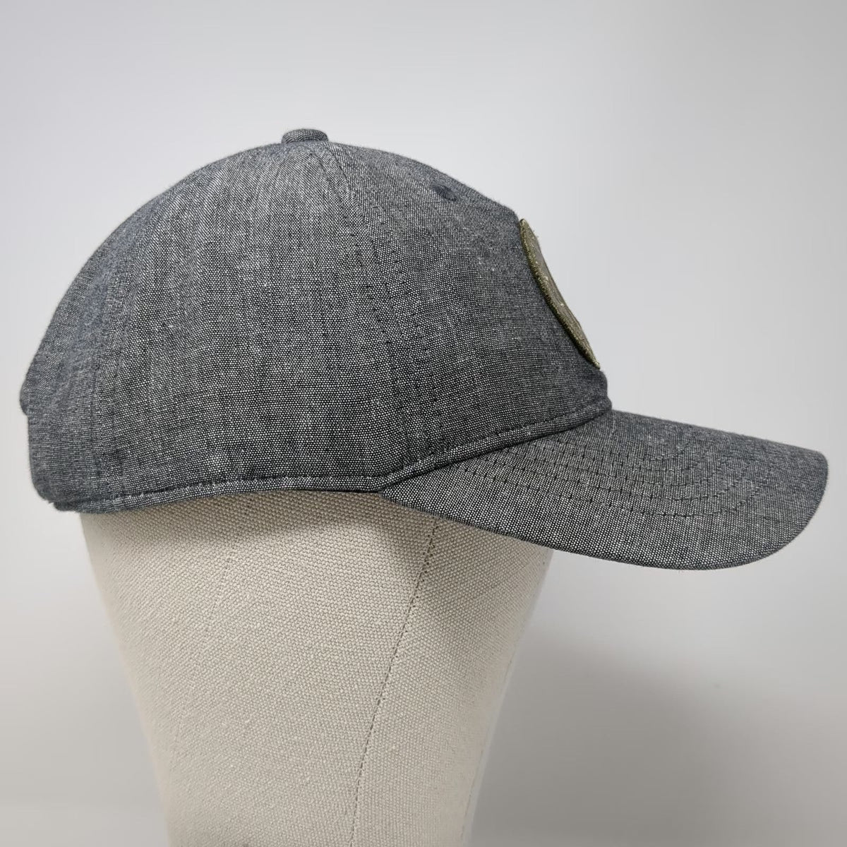 Eddie Bauer Gray Baseball Cap One Size Slideback Outdoor Patch Linen Blend Hat