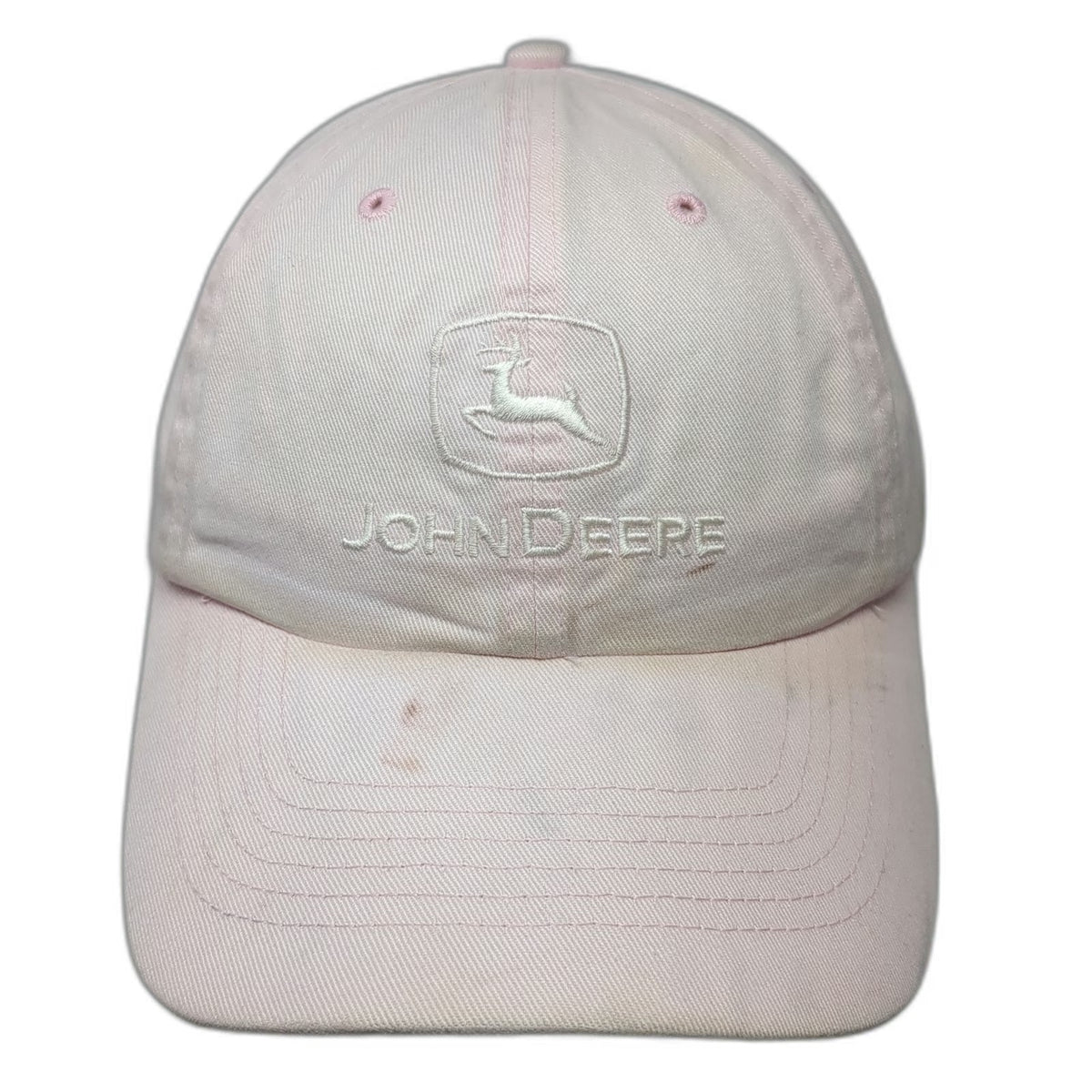 John Deere Baseball Cap Pink One Size Embroidered Logo Slideback Hat Cotton