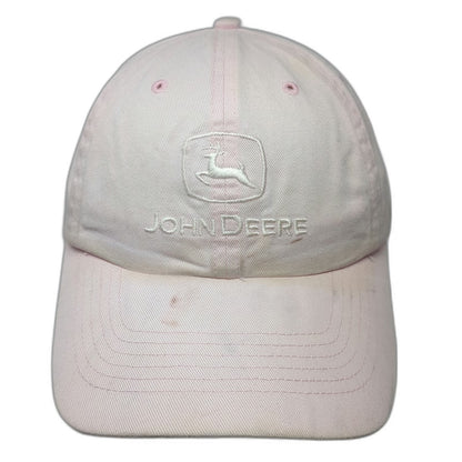 John Deere Baseball Cap Pink One Size Embroidered Logo Slideback Hat Cotton