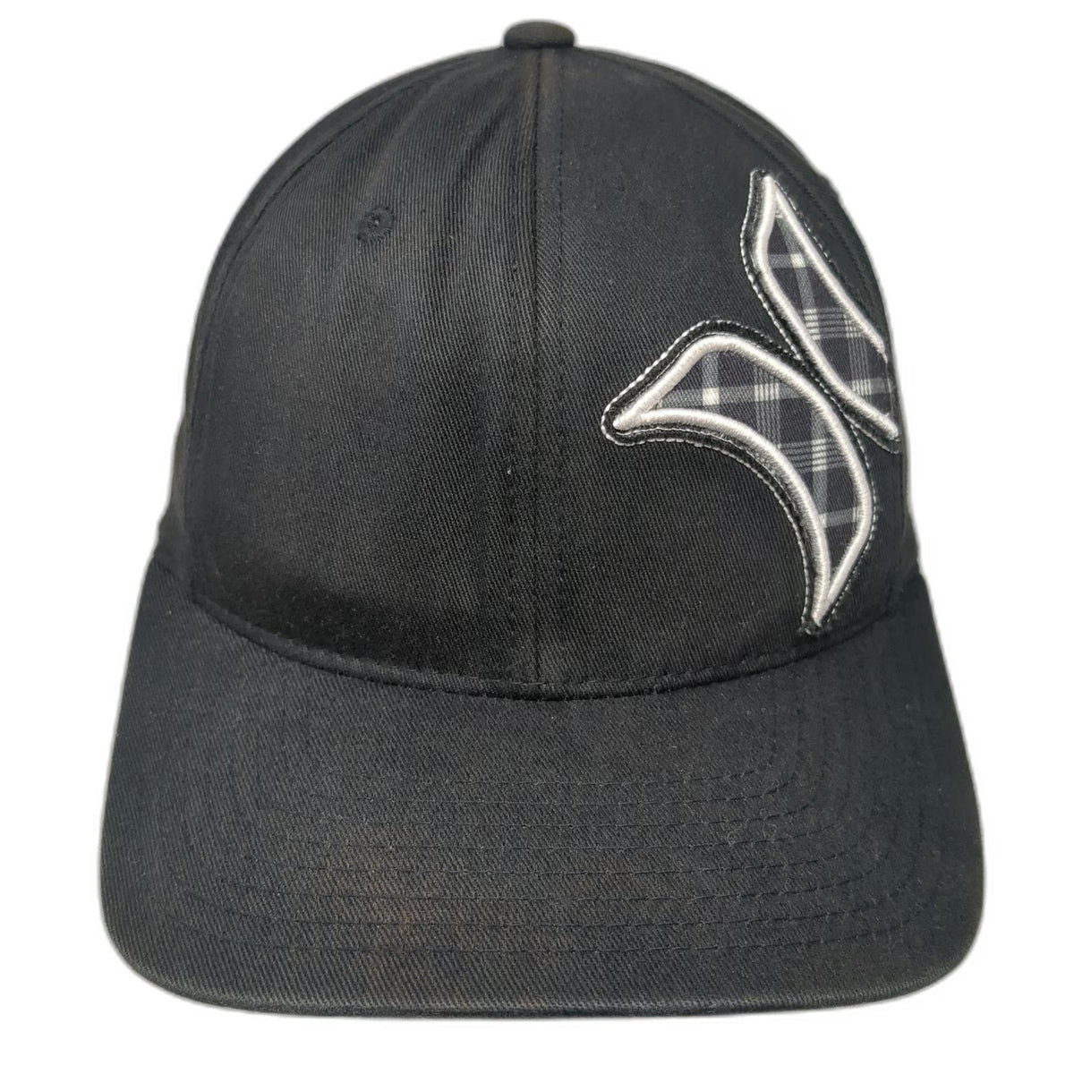 Hurley Baseball Cap Black XS Flexfit Plaid Logo Underbill Checkered Pattern Hat