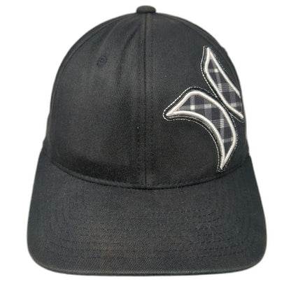 Hurley Baseball Cap Black XS Flexfit Plaid Logo Underbill Checkered Pattern Hat
