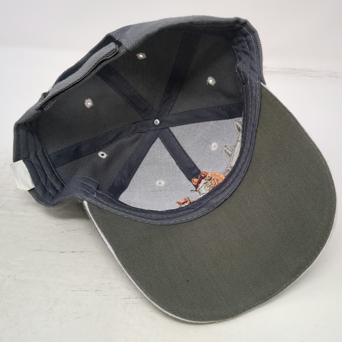 Gray Baseball Cap One Size Horse Equestrian Embroidery Strapback Wool Blend Hat