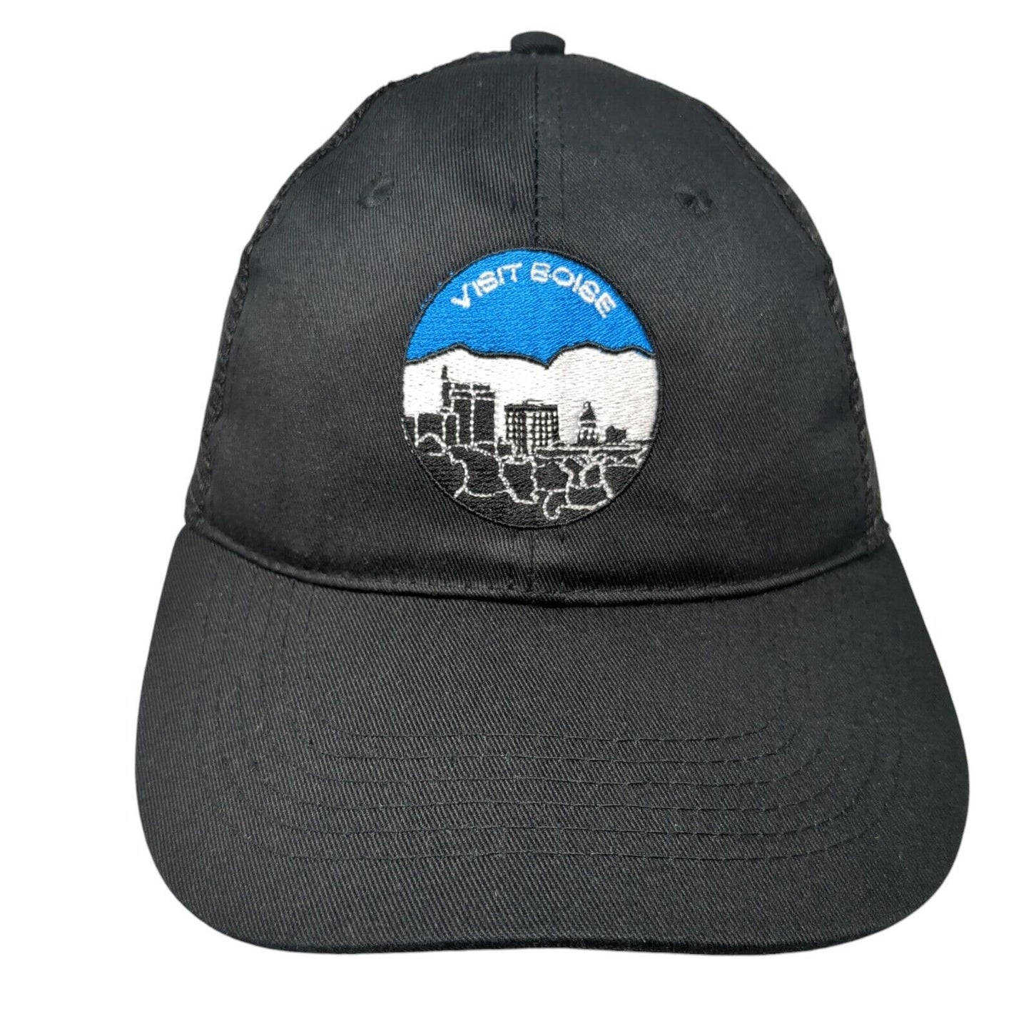 Visit Boise Snapback Trucker Hat Black One Size Adjustable Mesh Back Otto