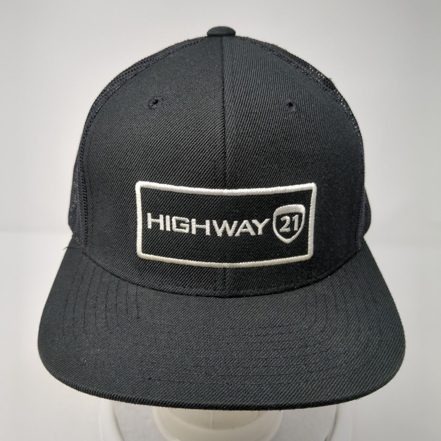 Highway 21 Snapback Trucker Hat Black One Size Adjustable Embroidered Mesh Back