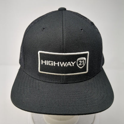 Highway 21 Snapback Trucker Hat Black One Size Adjustable Embroidered Mesh Back