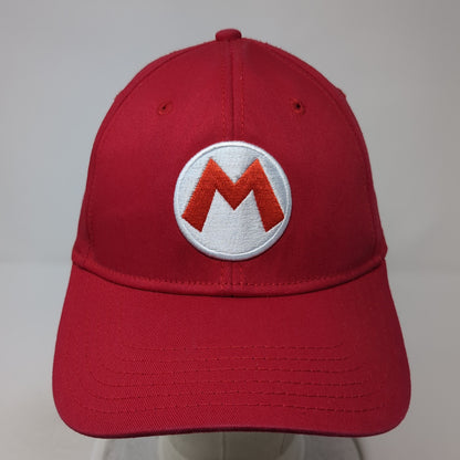 Super Mario Fitted Hat Red One Size Embroidered Logo Solid 6 Panel