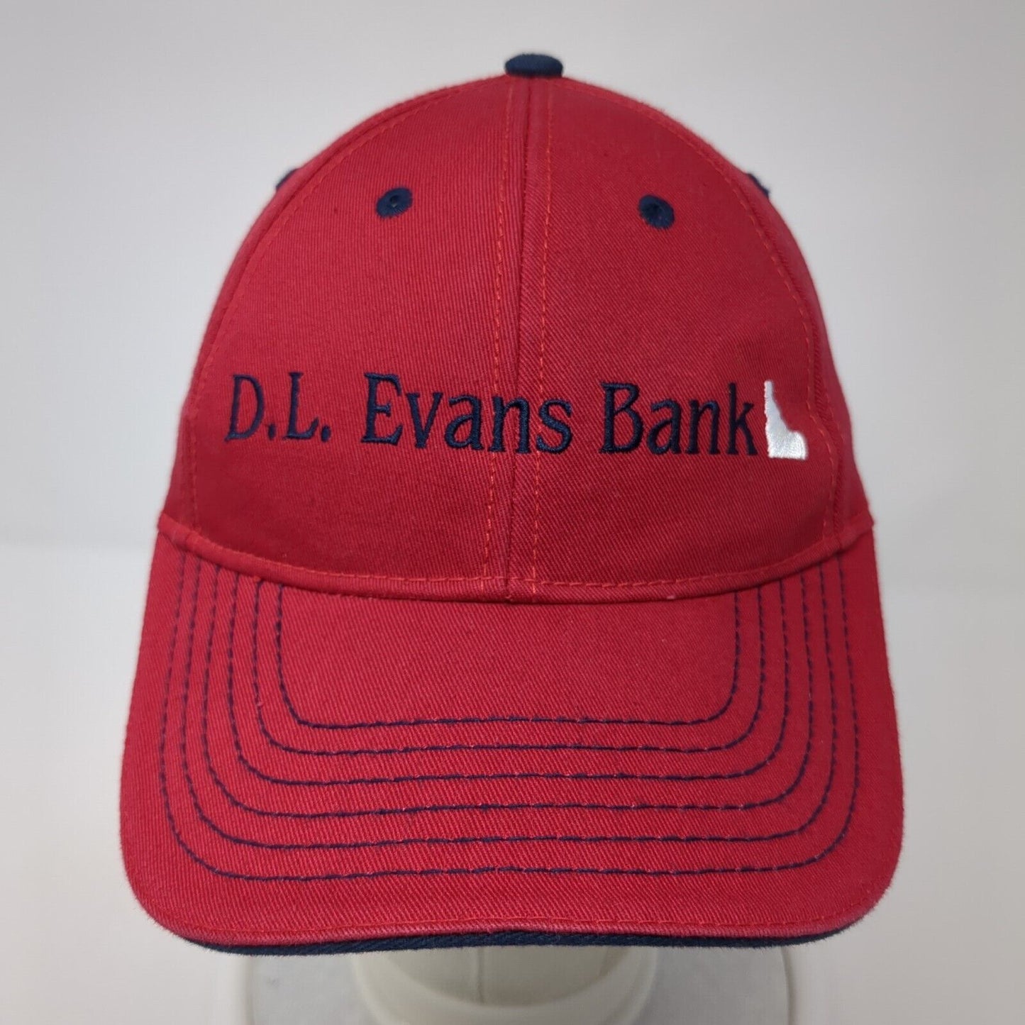 D.L. Evans Bank Idaho Strapback Hat Red One Size Embroidered 6 Panel