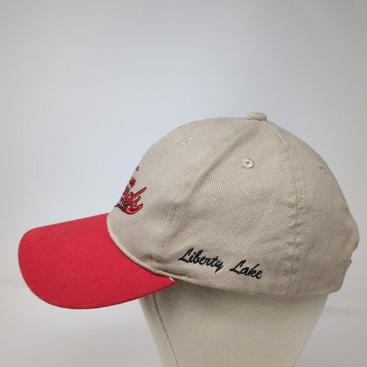 360 Apparel Baseball Cap Beige Red One Size True Legends Liberty Lake Grill Hat
