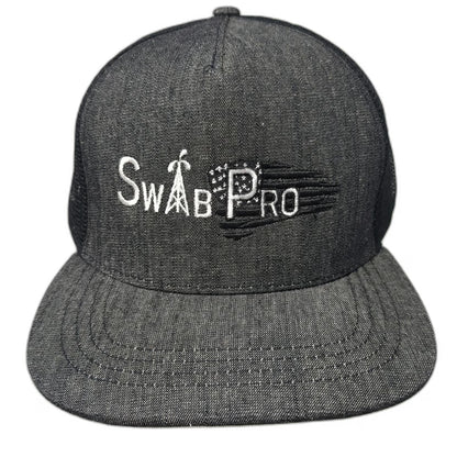 Trucker Hat Gray One Size Swab Pro Embroidered Logo Mesh Back Snapback Flat Bill