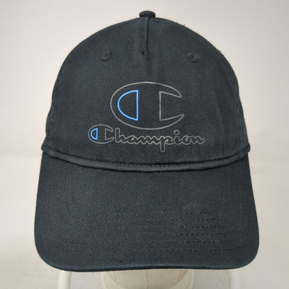 Champion 5 Panel Black One Size Slideback Cotton Embroidered Side Logo Hat