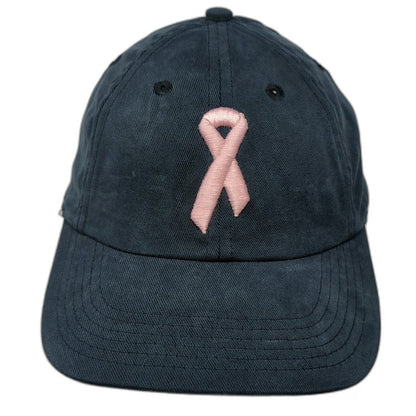 American Cancer Society Baseball Cap Blue One Size Pink Ribbon Slideback Hat