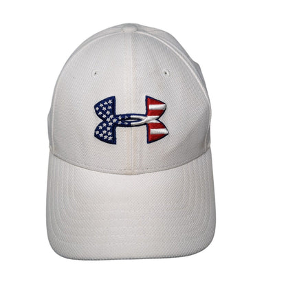 Under Armour Freedom Fitted Hat White Large/XL Embroidered USA Flag