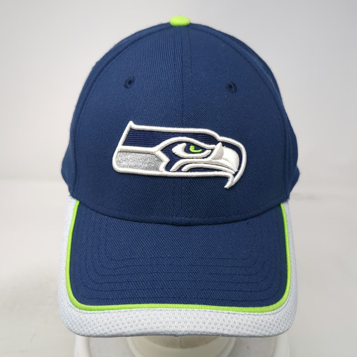 New Era Seattle Seahawks NFL Blue XL 39THIRTY Stretch Fit Curved Bill Logo Hat