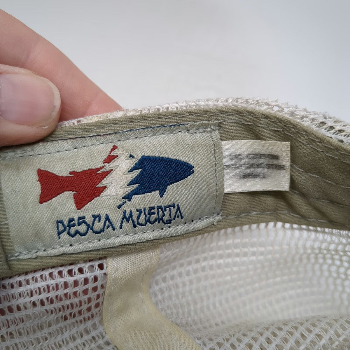 Pesca Muerta Baseball Cap Beige One Size Mesh Back Fish Graphic Strapback Hat