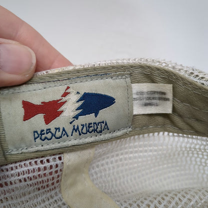 Pesca Muerta Baseball Cap Beige One Size Mesh Back Fish Graphic Strapback Hat