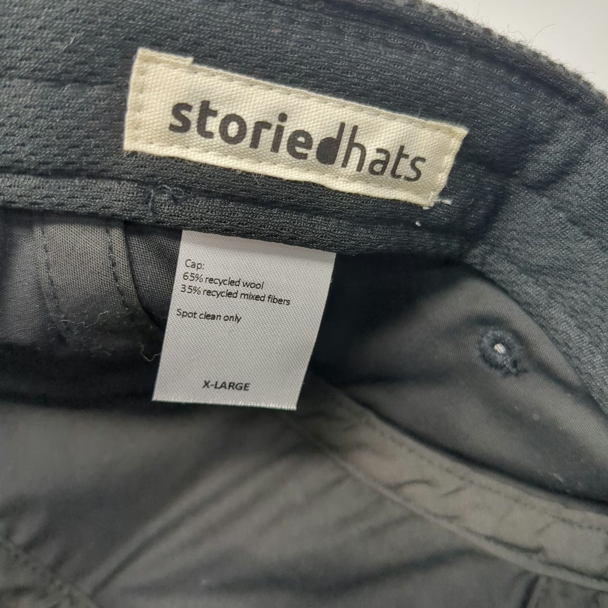 Storied Hats 5 Panel Gray XL Herringbone Recycled Wool Slideback Hat Strap