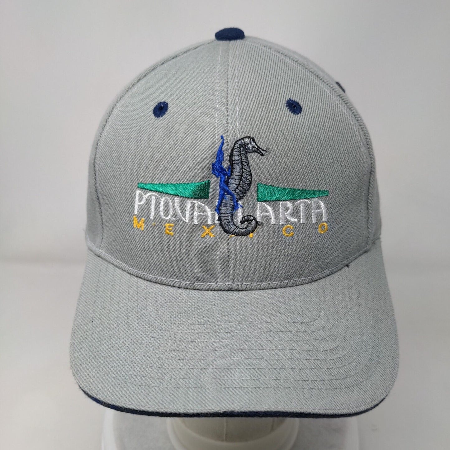Pto. Vallarta Mexico Strapback Hat Gray One Size Embroidered 6 Panel
