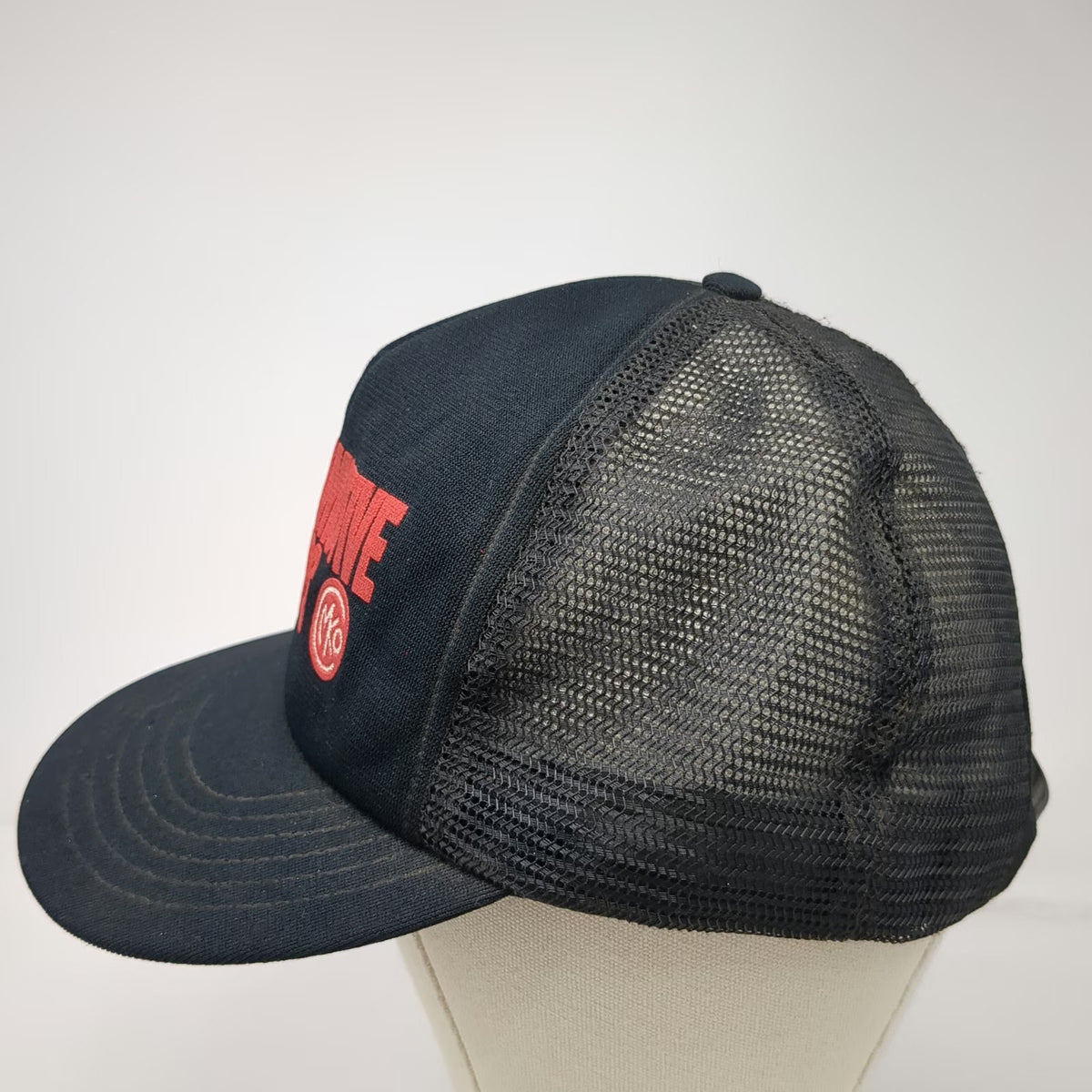 Crown Trucker Hat Black Boise Locomotive Shops MKO Mesh Snapback Cap Logo VTG