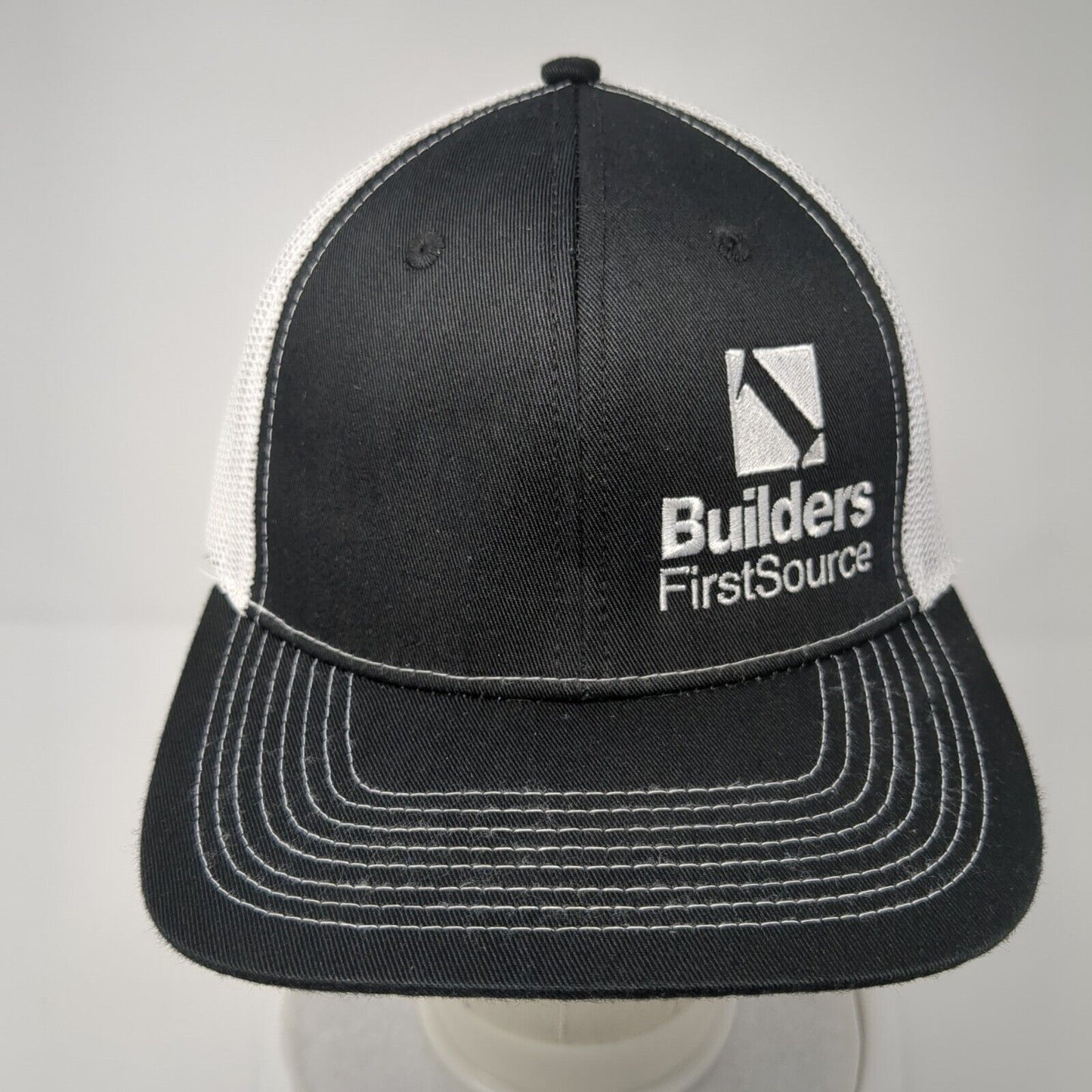 Builders First Source Snapback Trucker Hat Black OS Adjustable Mesh Back Ivory