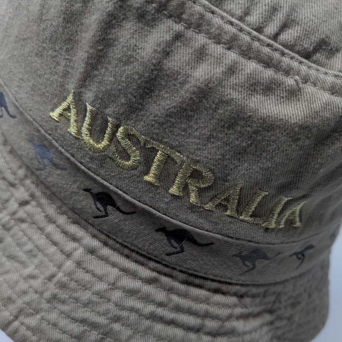 Aussie Design Men's Bucket Hat Tan Embroidered Spell Out Logo Kangaroos