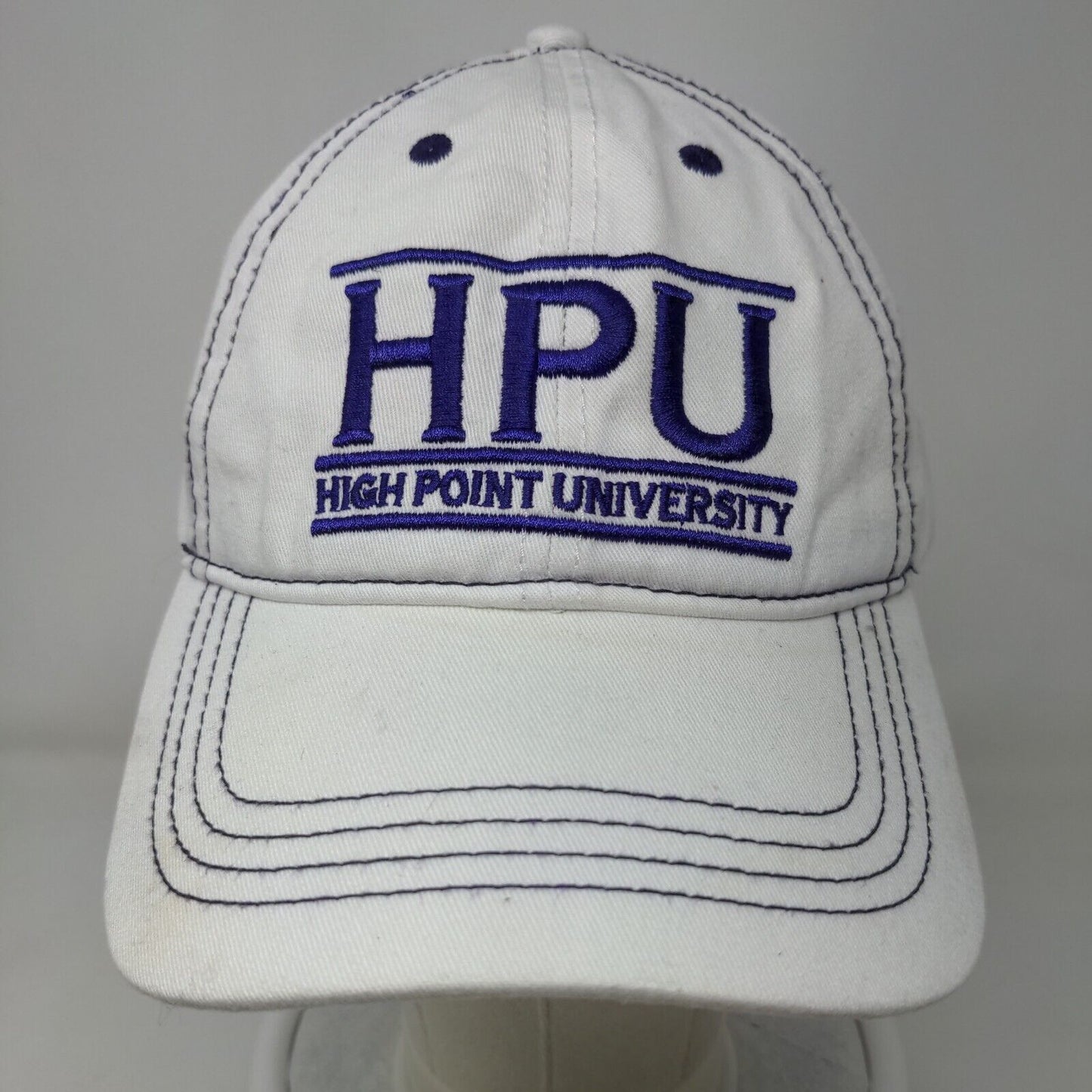 High Point University Men's Slideback Hat White Purple Embroidered Logo